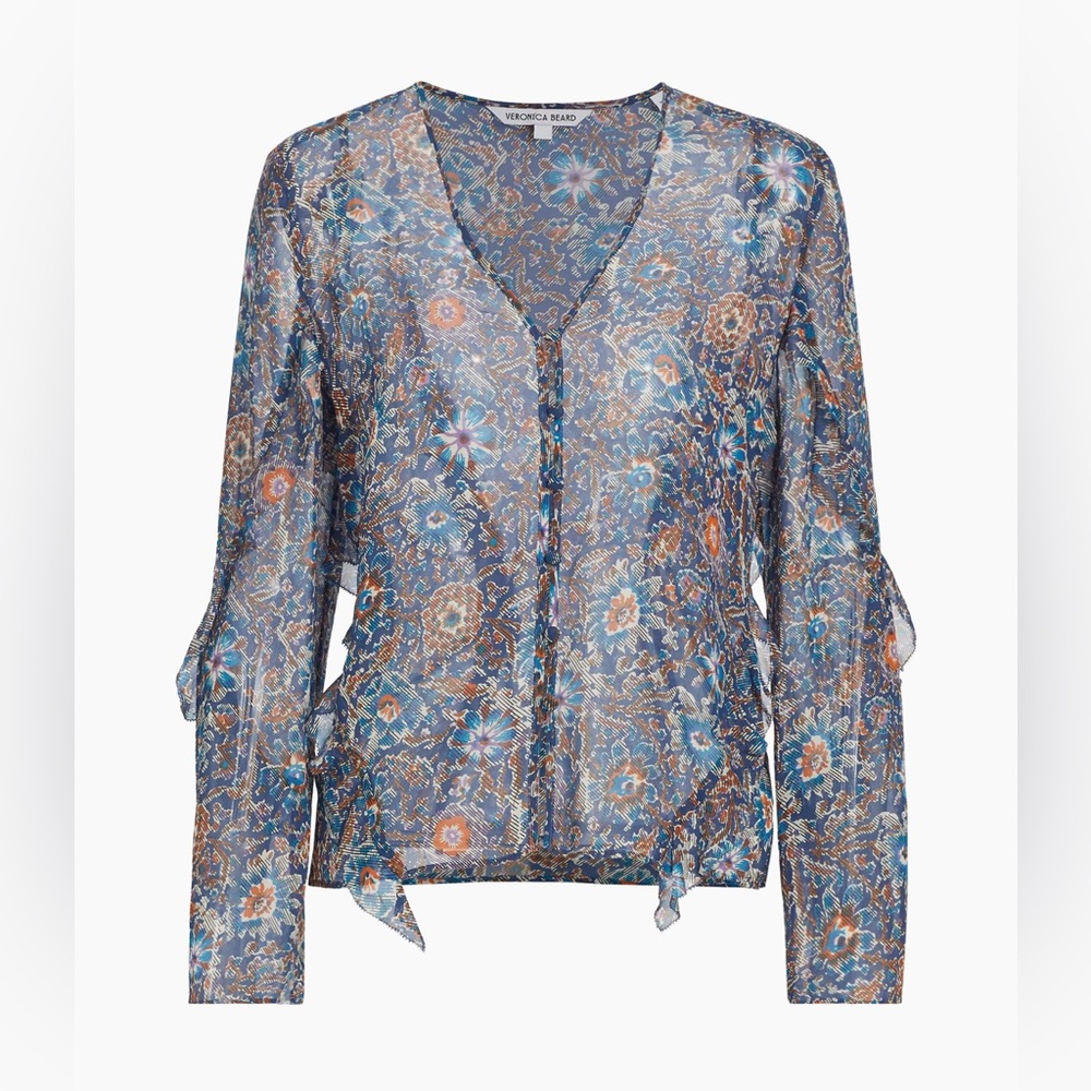 Veronica Beard Blanchett Floral Silk Blouse